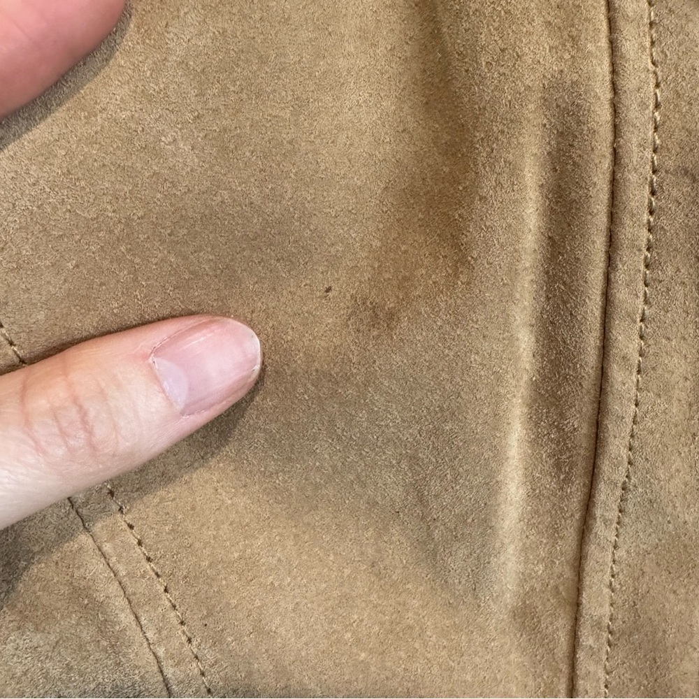 VTG 90s Alan Women's Tan Suede Leather Jacket Blazer Pockets Lined Academia - Picture 9 of 9